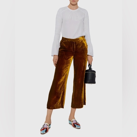 A.L.C. Robbie Wide-leg Velvet Cropped Pants *has flaw*